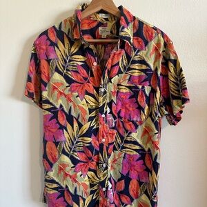 Vintage J Crew Tropical Leaf Short-Sleeve Shirt - Multicolor